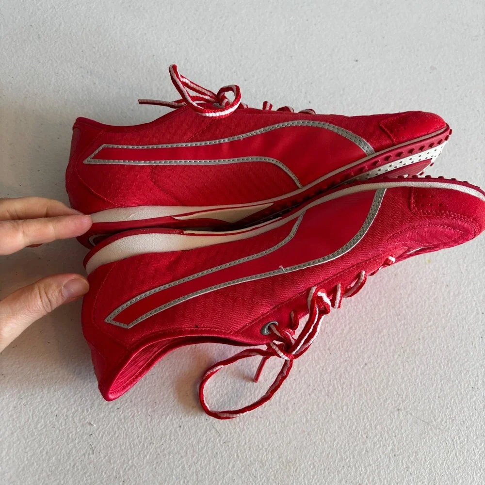 Puma Fitness Women Red Silver Low Top Athletic Sneakers Shoes Size 8 Lace Up
